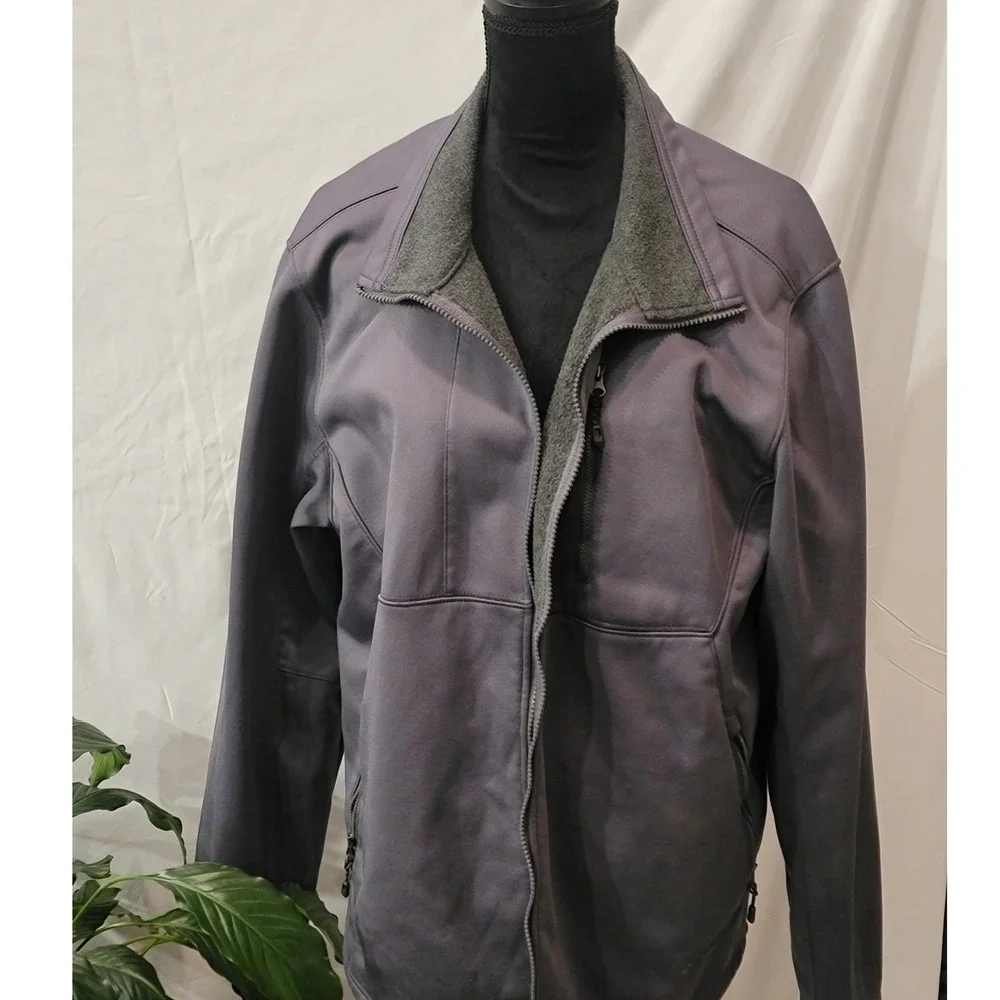 Swiss Tech Mens‎ Softshell Jacket Gray Fleece Lined Full Zip Performance Large